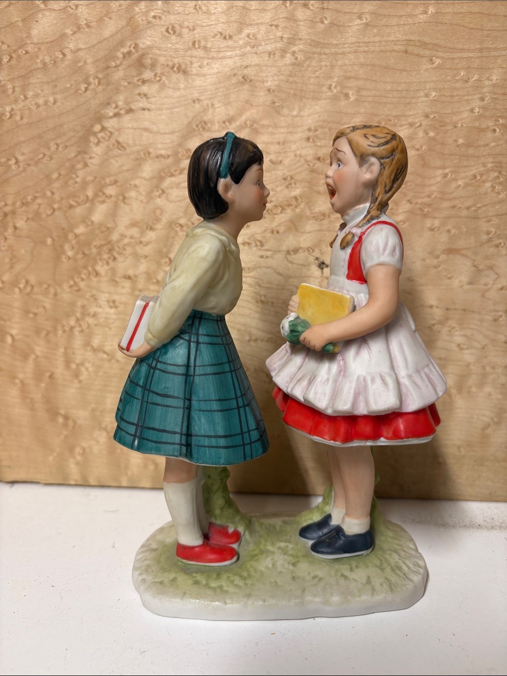1974 Norman Rockwell Porcelain Figurine Missing Tooth SchoolGirls Friends Gorham